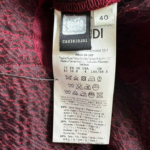 FENDI Red Crew Neck Button-Up Top, Small/US4/IT40 SRP: $830 - Picture 8 of 10